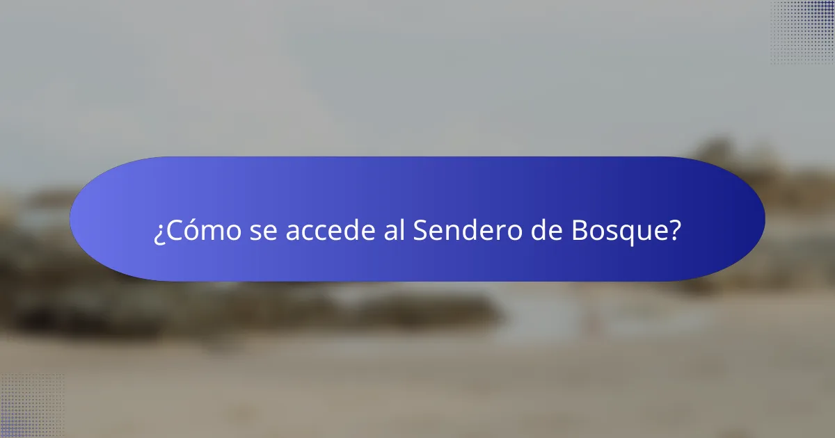 ¿Cómo se accede al Sendero de Bosque?