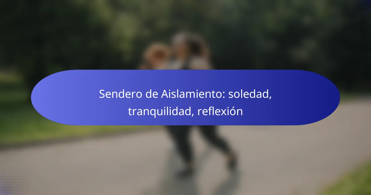 Sendero de Aislamiento: soledad, tranquilidad, reflexión