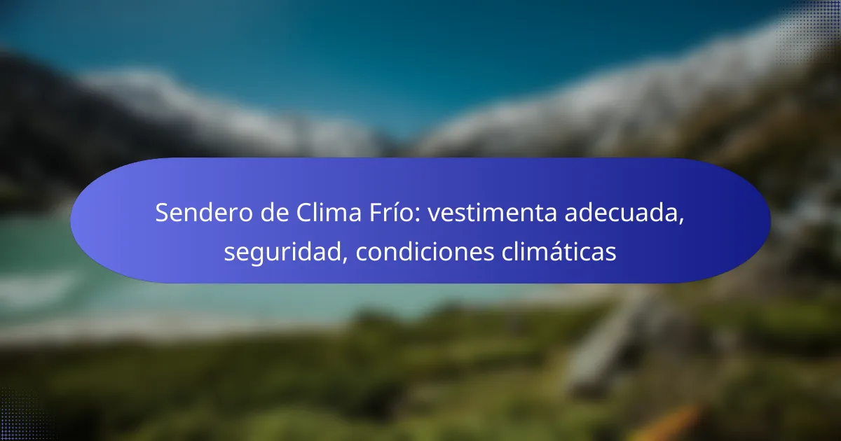 Sendero de Clima Frío: vestimenta adecuada, seguridad, condiciones climáticas